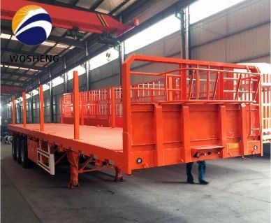 Plataforma de transporte de maderas de madera de 3 ejes Semirremolque de madera de suelo plano