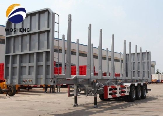 Plataforma de transporte de maderas de madera de 3 ejes Semirremolque de madera de suelo plano