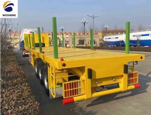 Plataforma de transporte de maderas de madera de 3 ejes Semirremolque de madera de suelo plano