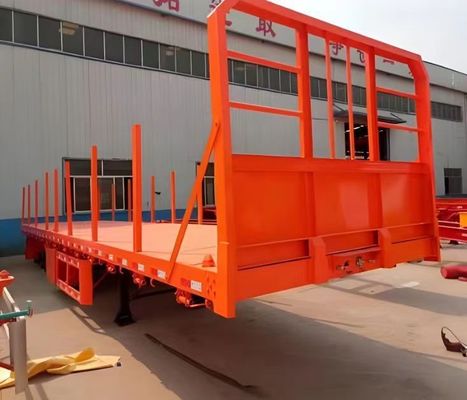 Plataforma de transporte de maderas de madera de 3 ejes Semirremolque de madera de suelo plano