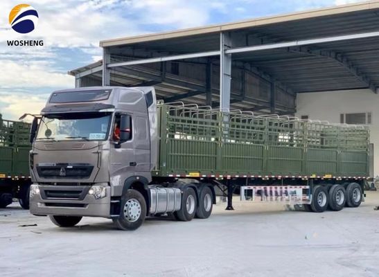 50T Capacidad 3 Eje 12,4m Pared lateral de cercas Semi remolque Tipo personalizable y clásico