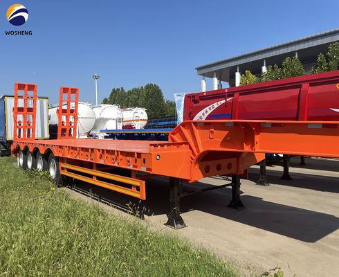Semiremolque de lecho bajo de 60-100 toneladas con 4 ejes para el transporte de camiones pesados y remolques
