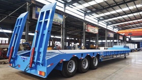 Semi remolque de cama baja de 3/4 ejes personalizado para el transporte de contenedores