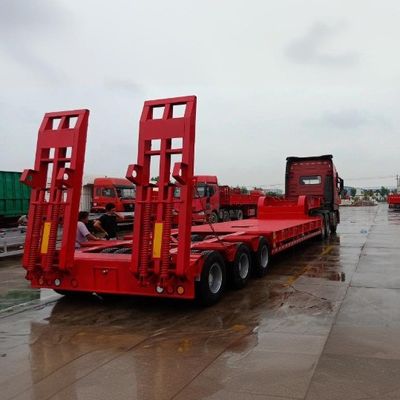Remolque de contenedores de lecho bajo para cargas de 40T-100T 13/16/20 toneladas Eje Q345B / T700 viga de acero