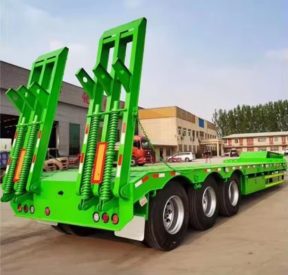 Remolque de contenedores de lecho bajo para cargas de 40T-100T 13/16/20 toneladas Eje Q345B / T700 viga de acero