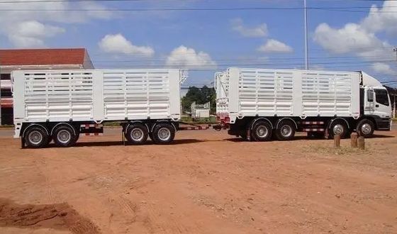 3 Eje de tracción remolcando Dolly Full Truck Trailer con cerco de estaca de la solicitud del cliente