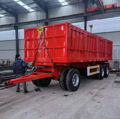 Q345 Remolque de barra de tracción de 2 ejes de acero al carbono 3 ejes con capacidad de 30 toneladas y pared lateral