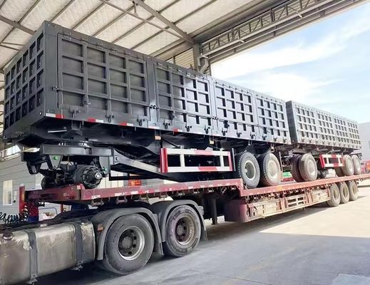 Barras de tiro de 3 ejes, descarga lateral, remolque completo de 40 a 100 toneladas, remolque Dolly, remolque de camión completo