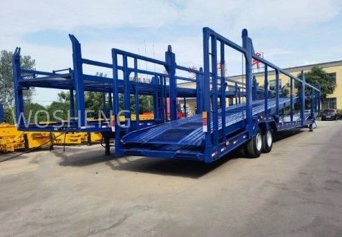 Remolque de camión Wosheng 2 Ejes Remolque de transporte de automóviles de doble piso Semirremolque de transporte de automóviles