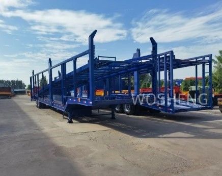 Remolque de camión Wosheng 2 Ejes Remolque de transporte de automóviles de doble piso Semirremolque de transporte de automóviles