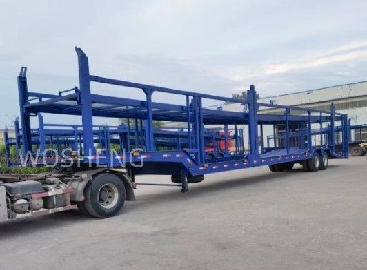 Remolque de camión Wosheng 2 Ejes Remolque de transporte de automóviles de doble piso Semirremolque de transporte de automóviles