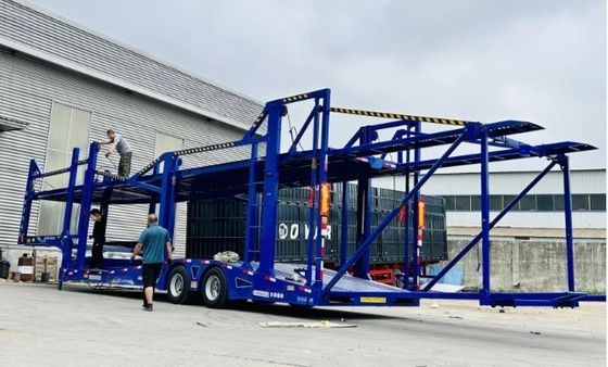 Wosheng 2 Ejes Remolque de transporte de automóviles de doble piso Semirremolque de transporte de automóviles para el transporte duradero