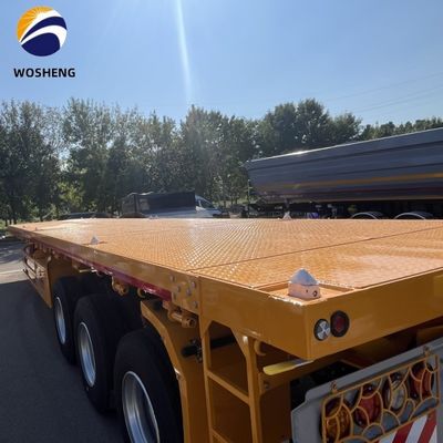 Semiremolque de columna lateral con cama plana diseñado para el transporte de contenedores de madera y acero