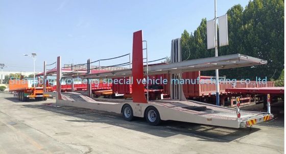 1 Unidad de tren de aterrizaje Wosheng Semirremolque de transporte de automóviles con 2 ejes y doble cubierta