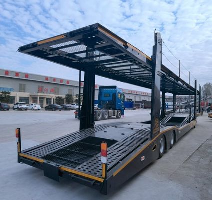 Sin esfuerzo de transporte de coches con Wosheng 2 Ejes Car Carrier Trailer y 4 piezas de llantas