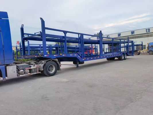 Semi-remolque de transporte de vehículos de acero de 2 o 3 ejes transportador hidráulico de vehículos con neumáticos 12R22.5